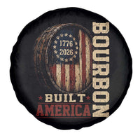 Bourbon Built America Vintage Distressed Graphic Spare Tire Cover American Flag Whiskey Barrel 1776 to 2026 Semiquincentennial Patriotic