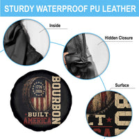 Bourbon Built America Vintage Distressed Graphic Spare Tire Cover American Flag Whiskey Barrel 1776 to 2026 Semiquincentennial Patriotic