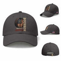 Bourbon Built America Vintage Distressed Graphic Baseball Cap American Flag Whiskey Barrel 1776 to 2026 Semiquincentennial Patriotic