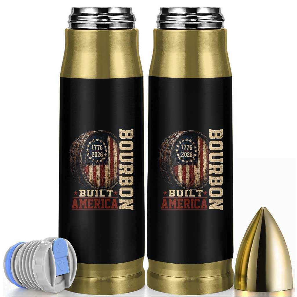 Bourbon Built America Vintage Distressed Graphic Bullet Tumbler American Flag Whiskey Barrel 1776 to 2026 Semiquincentennial Patriotic