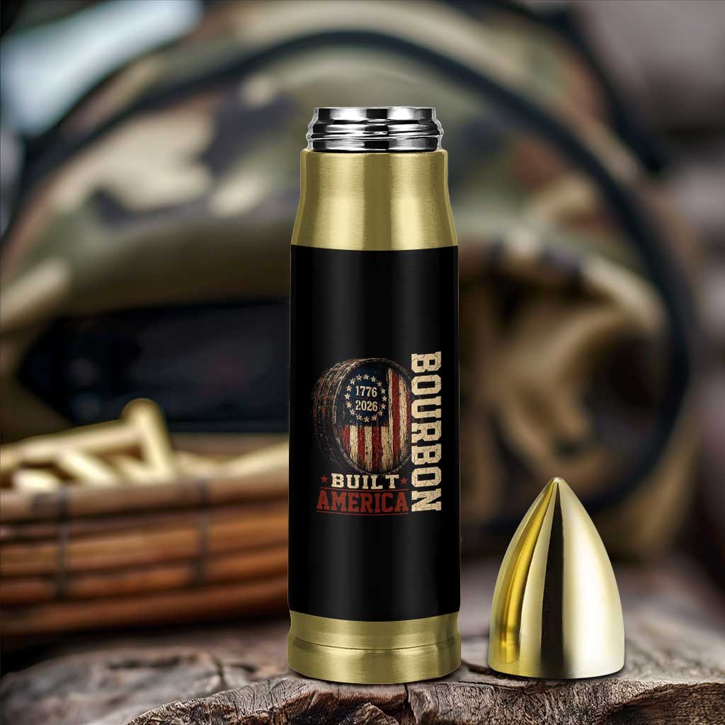 Bourbon Built America Vintage Distressed Graphic Bullet Tumbler American Flag Whiskey Barrel 1776 to 2026 Semiquincentennial Patriotic