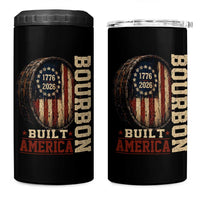 Bourbon Built America Vintage Distressed Graphic 4 in 1 Can Cooler Tumbler American Flag Whiskey Barrel 1776 to 2026 Semiquincentennial Patriotic
