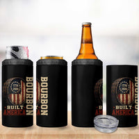 Bourbon Built America Vintage Distressed Graphic 4 in 1 Can Cooler Tumbler American Flag Whiskey Barrel 1776 to 2026 Semiquincentennial Patriotic