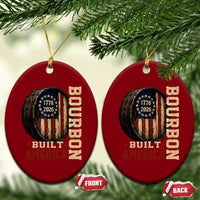 Bourbon Built America Vintage Distressed Graphic Ceramic Ornament American Flag Whiskey Barrel 1776 to 2026 Semiquincentennial Patriotic