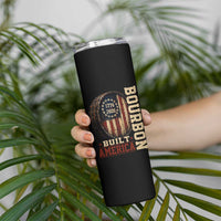 Bourbon Built America Vintage Distressed Graphic Skinny Tumbler American Flag Whiskey Barrel 1776 to 2026 Semiquincentennial Patriotic