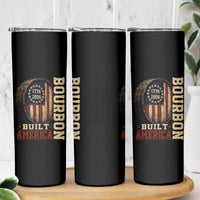 Bourbon Built America Vintage Distressed Graphic Skinny Tumbler American Flag Whiskey Barrel 1776 to 2026 Semiquincentennial Patriotic
