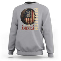 Bourbon Built America Vintage Distressed Graphic Sweatshirt American Flag Whiskey Barrel 1776 to 2026 Semiquincentennial Patriotic