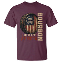 Bourbon Built America Vintage Distressed Graphic T Shirt American Flag Whiskey Barrel 1776 to 2026 Semiquincentennial Patriotic