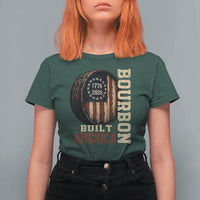 Bourbon Built America Vintage Distressed Graphic T Shirt For Women American Flag Whiskey Barrel 1776 to 2026 Semiquincentennial Patriotic
