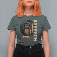 Bourbon Built America Vintage Distressed Graphic T Shirt For Women American Flag Whiskey Barrel 1776 to 2026 Semiquincentennial Patriotic