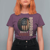 Bourbon Built America Vintage Distressed Graphic T Shirt For Women American Flag Whiskey Barrel 1776 to 2026 Semiquincentennial Patriotic