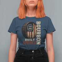 Bourbon Built America Vintage Distressed Graphic T Shirt For Women American Flag Whiskey Barrel 1776 to 2026 Semiquincentennial Patriotic