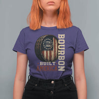 Bourbon Built America Vintage Distressed Graphic T Shirt For Women American Flag Whiskey Barrel 1776 to 2026 Semiquincentennial Patriotic