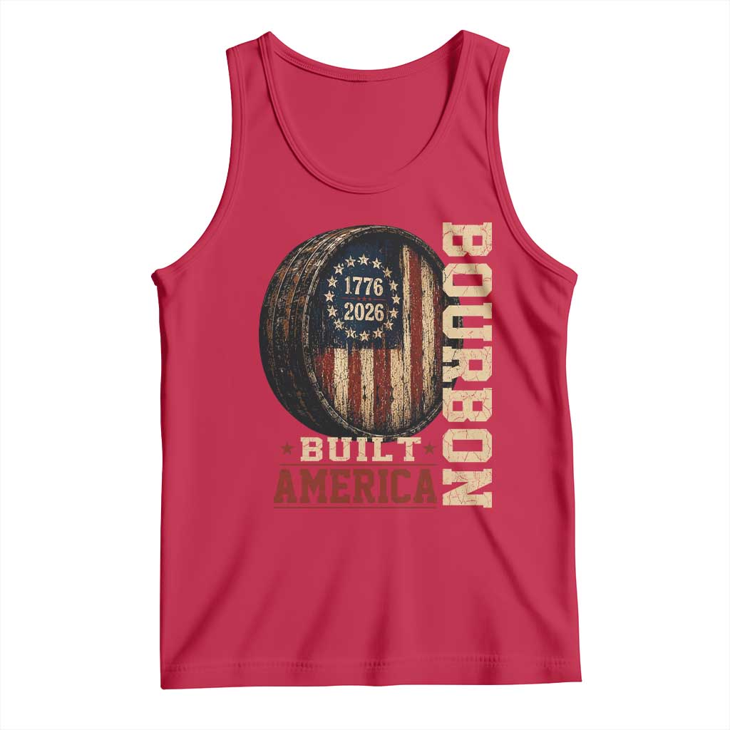 Bourbon Built America Vintage Distressed Graphic Tank Top American Flag Whiskey Barrel 1776 to 2026 Semiquincentennial Patriotic