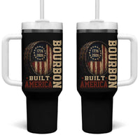 Bourbon Built America Vintage Distressed Graphic Tumbler With Handle American Flag Whiskey Barrel 1776 to 2026 Semiquincentennial Patriotic