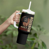 Bourbon Built America Vintage Distressed Graphic Tumbler With Handle American Flag Whiskey Barrel 1776 to 2026 Semiquincentennial Patriotic