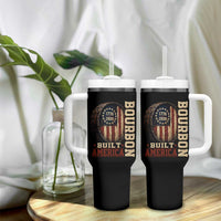 Bourbon Built America Vintage Distressed Graphic Tumbler With Handle American Flag Whiskey Barrel 1776 to 2026 Semiquincentennial Patriotic