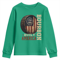Bourbon Built America Vintage Distressed Graphic Youth Sweatshirt American Flag Whiskey Barrel 1776 to 2026 Semiquincentennial Patriotic