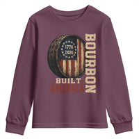 Bourbon Built America Vintage Distressed Graphic Youth Sweatshirt American Flag Whiskey Barrel 1776 to 2026 Semiquincentennial Patriotic