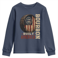 Bourbon Built America Vintage Distressed Graphic Youth Sweatshirt American Flag Whiskey Barrel 1776 to 2026 Semiquincentennial Patriotic