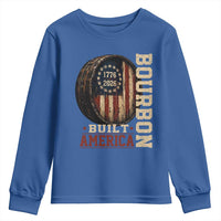 Bourbon Built America Vintage Distressed Graphic Youth Sweatshirt American Flag Whiskey Barrel 1776 to 2026 Semiquincentennial Patriotic