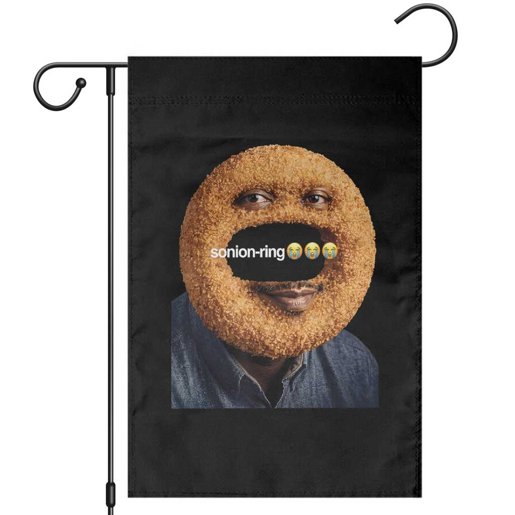 Funny Sonion Ring Cursed Meme Graphic Garden Flag Surreal Deep Fried Onion Ring Joke