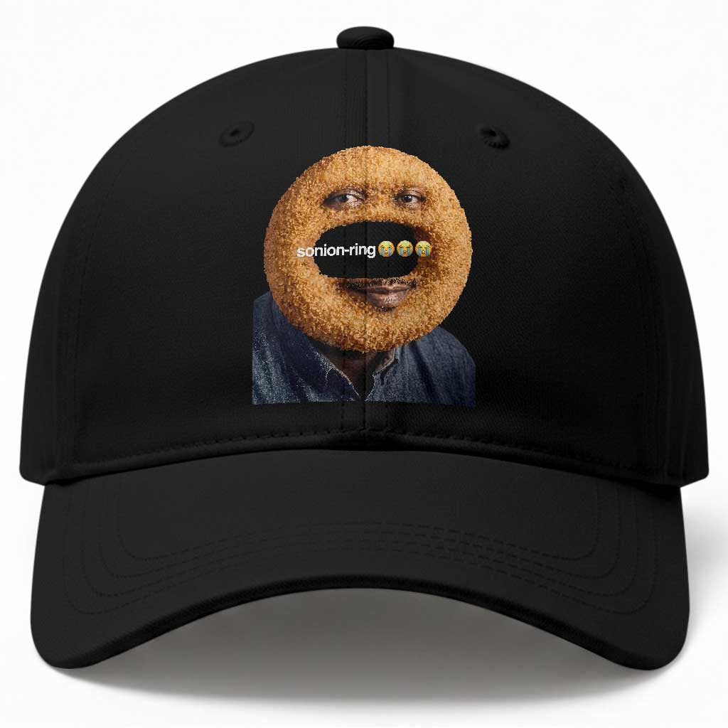 Funny Sonion Ring Cursed Meme Graphic Baseball Cap Surreal Deep Fried Onion Ring Joke