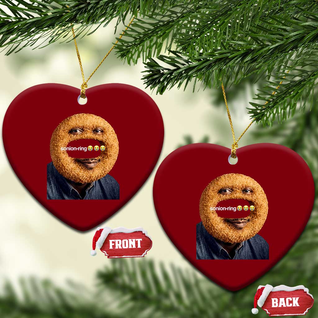 Funny Sonion Ring Cursed Meme Graphic Ceramic Ornament Surreal Deep Fried Onion Ring Joke