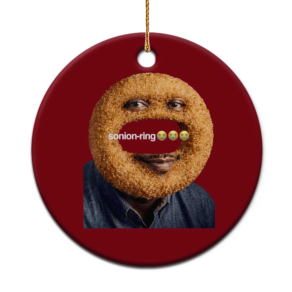 Funny Sonion Ring Cursed Meme Graphic Ceramic Ornament Surreal Deep Fried Onion Ring Joke