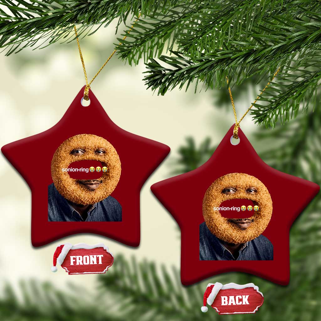 Funny Sonion Ring Cursed Meme Graphic Ceramic Ornament Surreal Deep Fried Onion Ring Joke