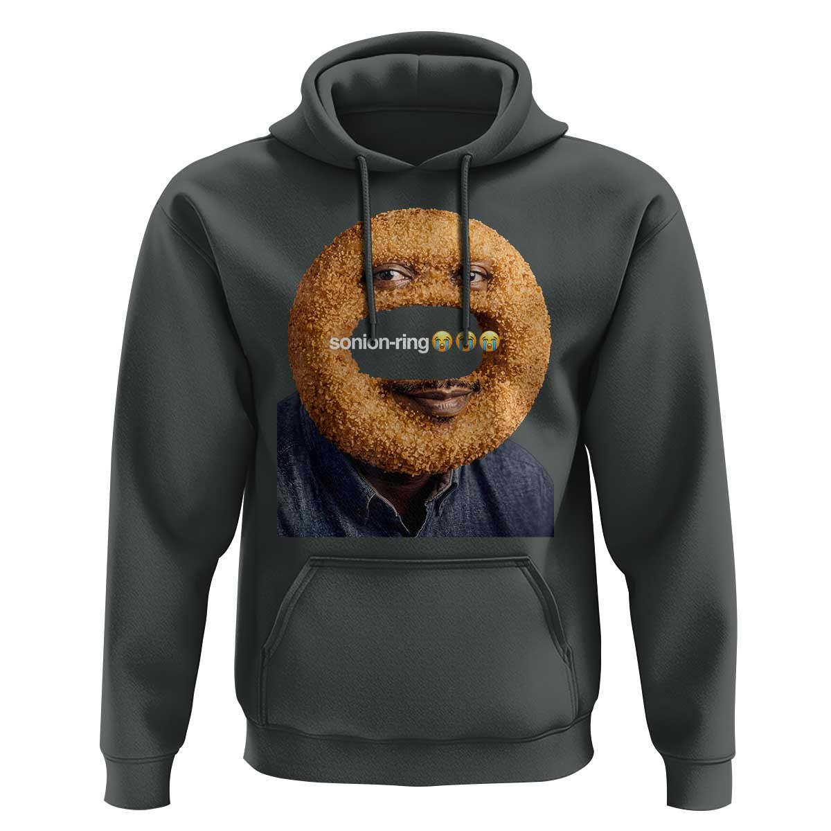 Funny Sonion Ring Cursed Meme Graphic Hoodie Surreal Deep Fried Onion Ring Joke