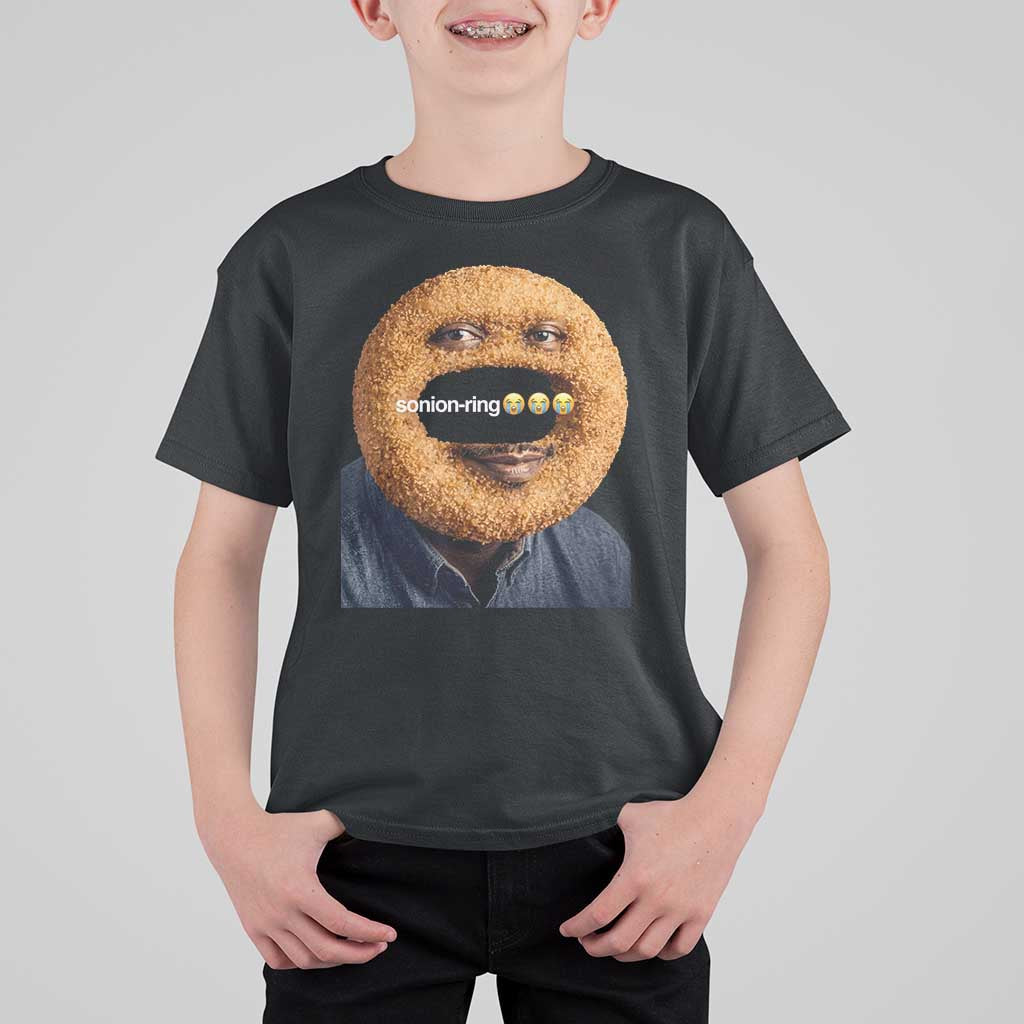 Funny Sonion Ring Cursed Meme Graphic T Shirt For Kid Surreal Deep Fried Onion Ring Joke