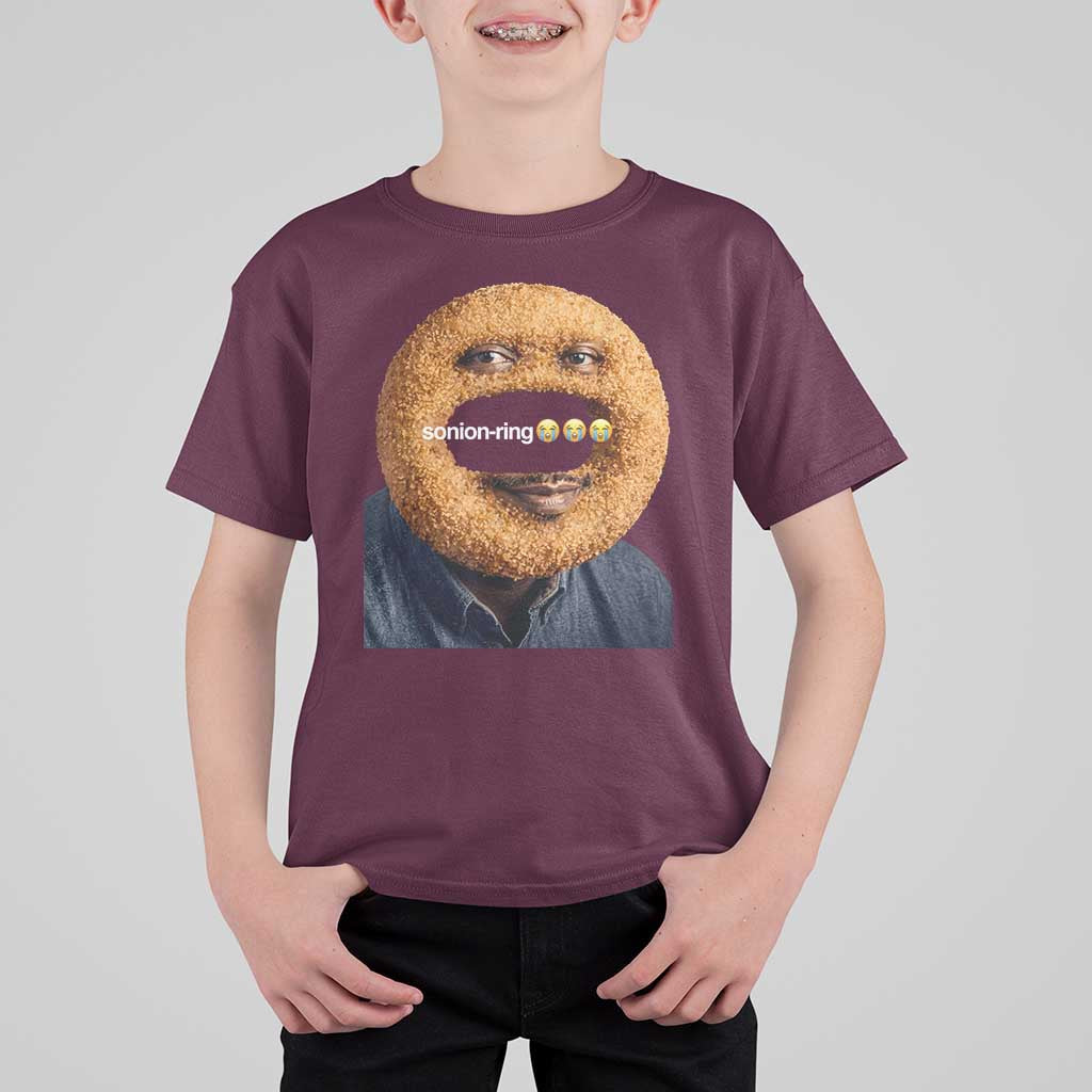 Funny Sonion Ring Cursed Meme Graphic T Shirt For Kid Surreal Deep Fried Onion Ring Joke