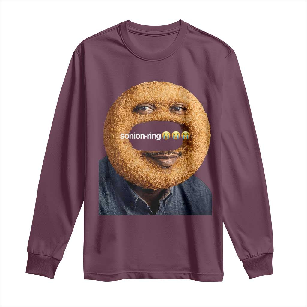 Funny Sonion Ring Cursed Meme Graphic Long Sleeve Shirt Surreal Deep Fried Onion Ring Joke