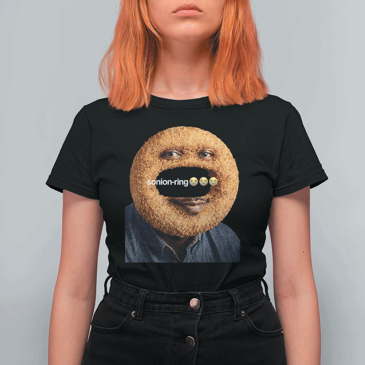 Funny Sonion Ring Cursed Meme Graphic T Shirt For Women Surreal Deep Fried Onion Ring Joke