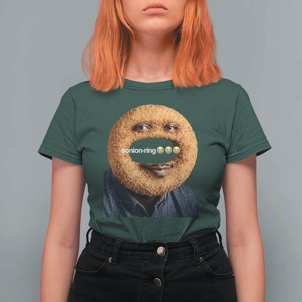 Funny Sonion Ring Cursed Meme Graphic T Shirt For Women Surreal Deep Fried Onion Ring Joke