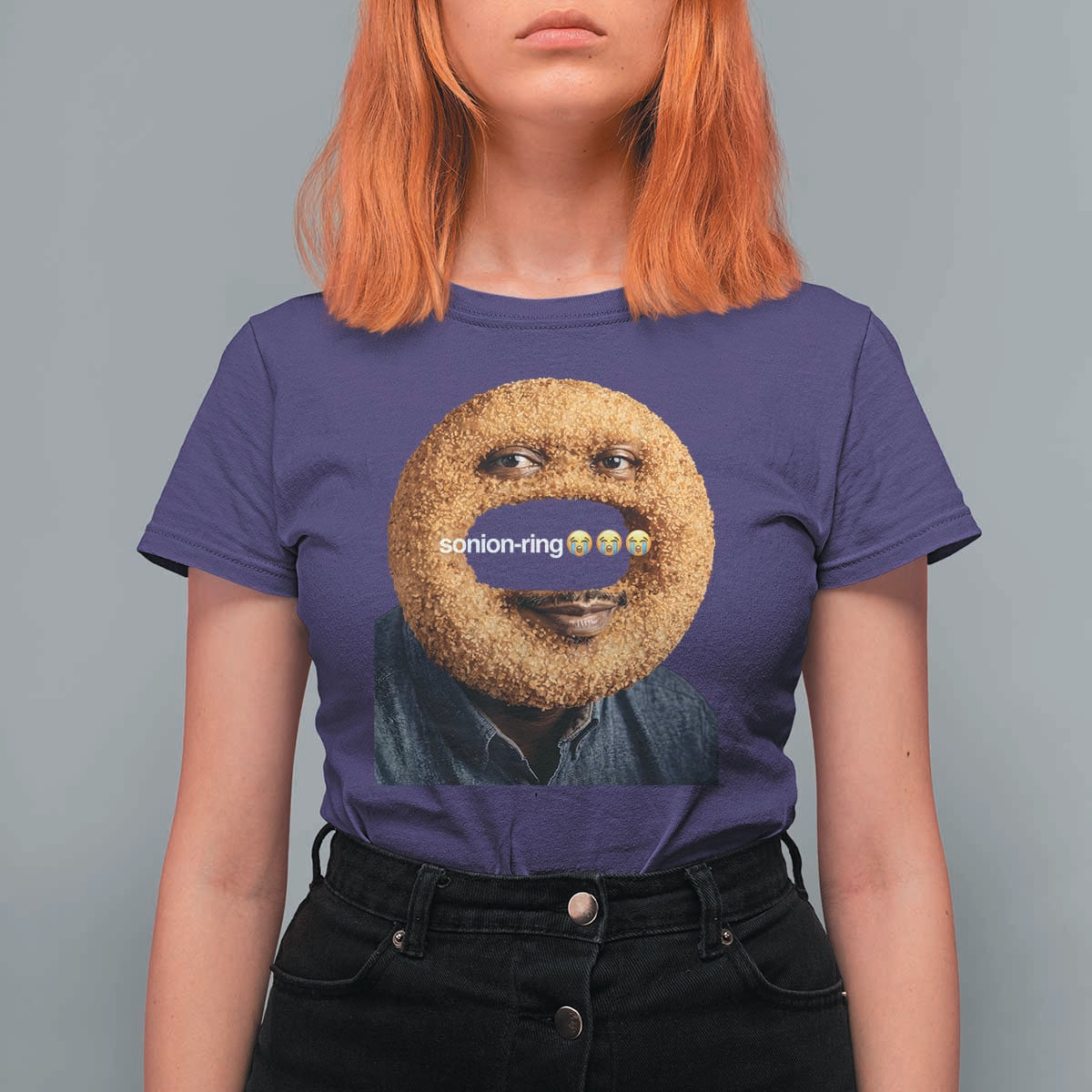 Funny Sonion Ring Cursed Meme Graphic T Shirt For Women Surreal Deep Fried Onion Ring Joke