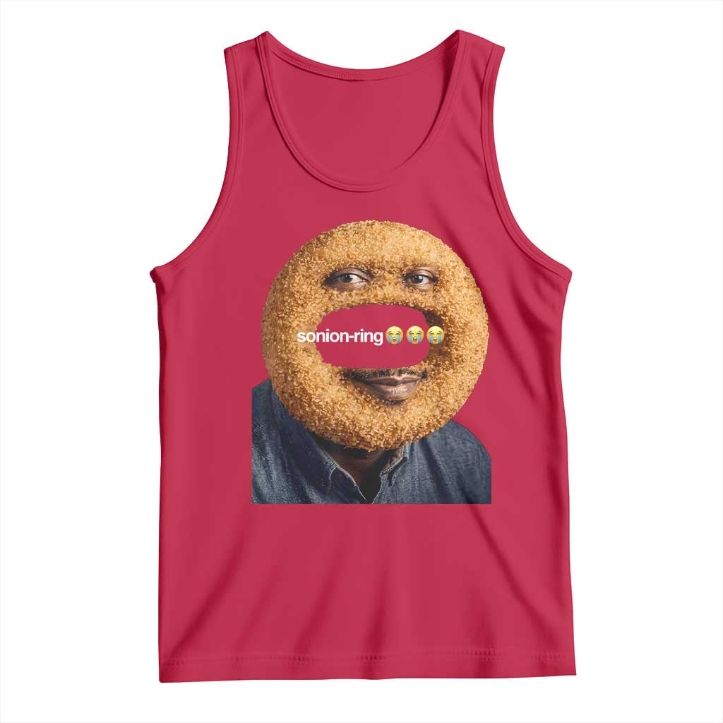 Funny Sonion Ring Cursed Meme Graphic Tank Top Surreal Deep Fried Onion Ring Joke