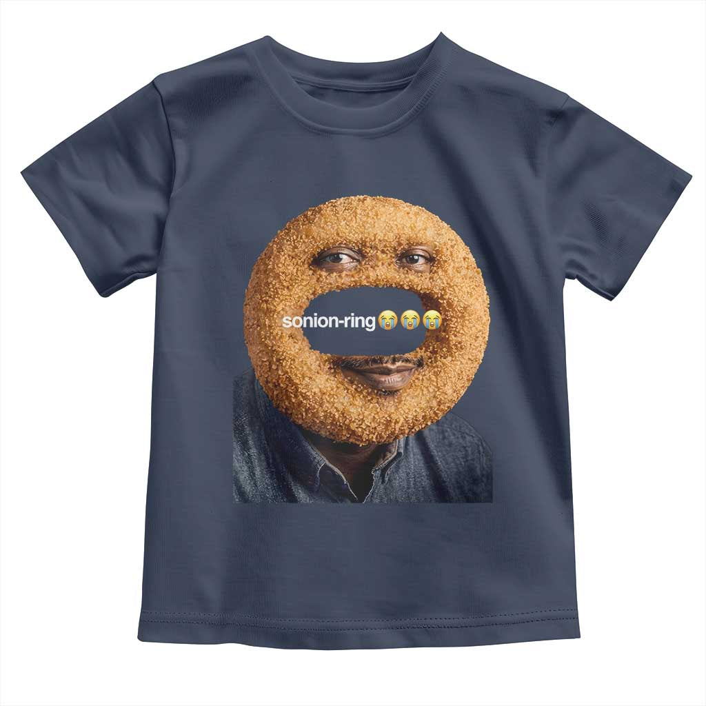 Funny Sonion Ring Cursed Meme Graphic Toddler T Shirt Surreal Deep Fried Onion Ring Joke