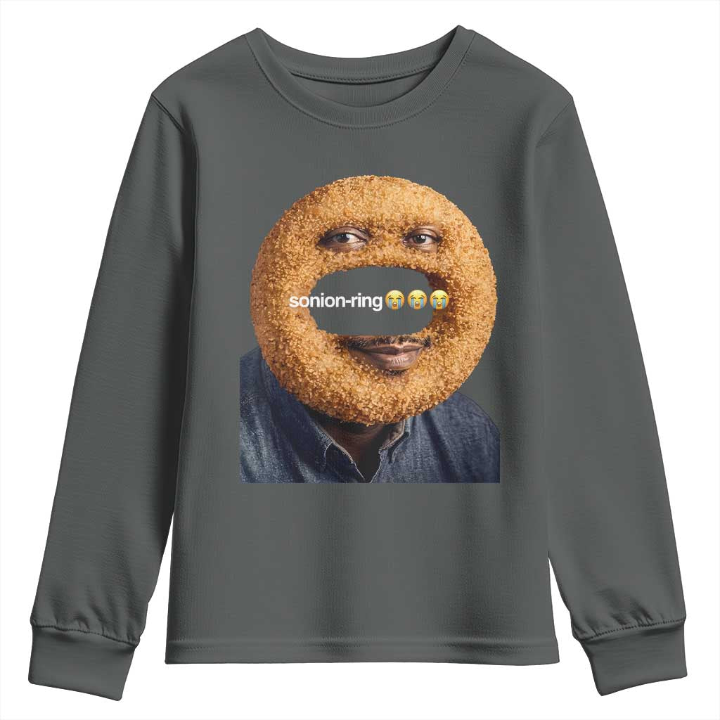 Funny Sonion Ring Cursed Meme Graphic Youth Sweatshirt Surreal Deep Fried Onion Ring Joke