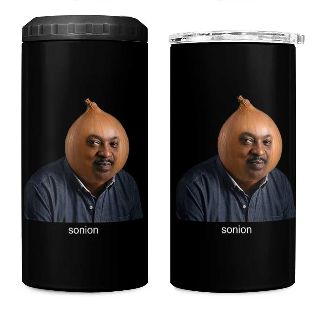 Viral Sonion Surreal Meme 4 in 1 Can Cooler Tumbler Funny Crying Onion Man Aesthetic Joke
