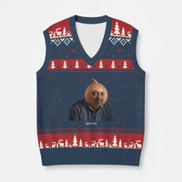 Viral Sonion Surreal Meme V-Neck Knit Sweater Vest Funny Crying Onion Man Aesthetic Joke