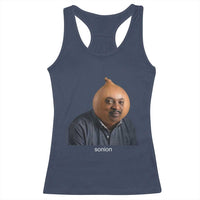 Viral Sonion Surreal Meme Racerback Tank Top Funny Crying Onion Man Aesthetic Joke