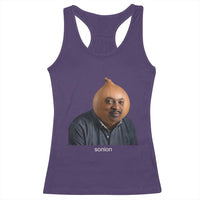 Viral Sonion Surreal Meme Racerback Tank Top Funny Crying Onion Man Aesthetic Joke