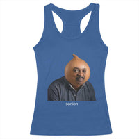 Viral Sonion Surreal Meme Racerback Tank Top Funny Crying Onion Man Aesthetic Joke