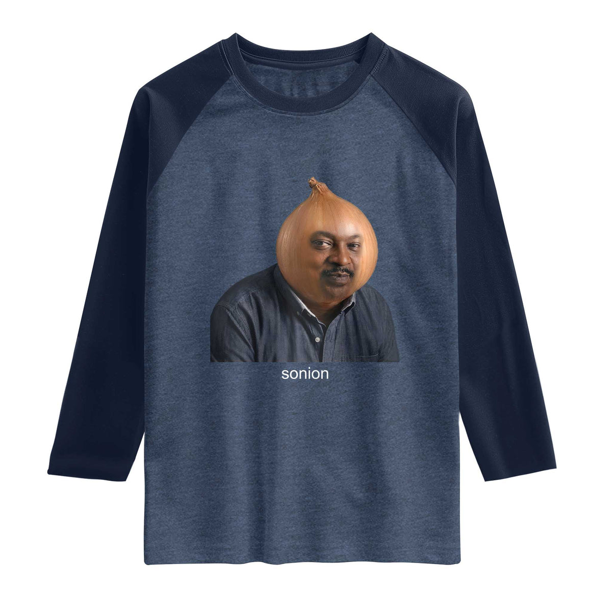 Viral Sonion Surreal Meme Raglan Shirt Funny Crying Onion Man Aesthetic Joke