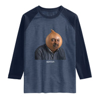Viral Sonion Surreal Meme Raglan Shirt Funny Crying Onion Man Aesthetic Joke