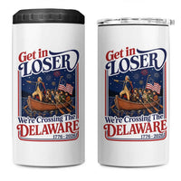 Get In Loser We're Crossing The Delaware 1776 to 2026 Retro 4 in 1 Can Cooler Tumbler Funny George Washington Patriotic Fireworks Semiquincentennial