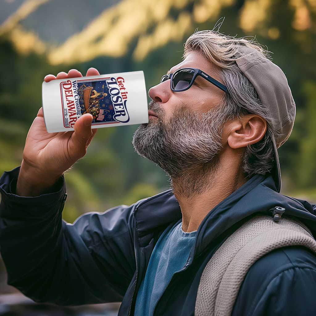 Get In Loser We're Crossing The Delaware 1776 to 2026 Retro 4 in 1 Can Cooler Tumbler Funny George Washington Patriotic Fireworks Semiquincentennial