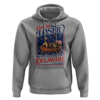 Get In Loser We're Crossing The Delaware 1776 to 2026 Retro Hoodie Funny George Washington Patriotic Fireworks Semiquincentennial
